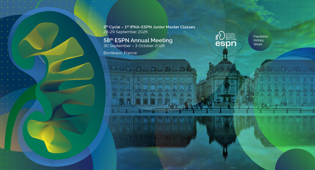 FEDERG will attend the **58th Annual Meeting of the European Society for Paediatric Nephrology (ESPN)**, taking place in **Bordeaux, France, from September 30 to October 3, 2026**. As a representative of European patients, FEDERG will participate with an **exhibition stand** and will also take part in the **opening ceremony**, providing visibility for the patient perspective and strengthening collaboration with healthcare professionals and researchers in paediatric nephrology.
